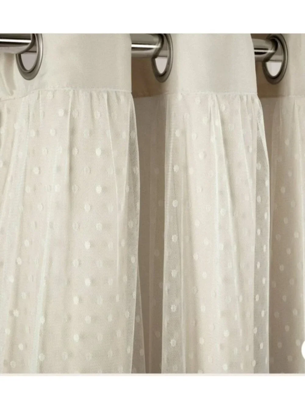 Cottage Polka Dot Sheer Window Curtain Panels 38